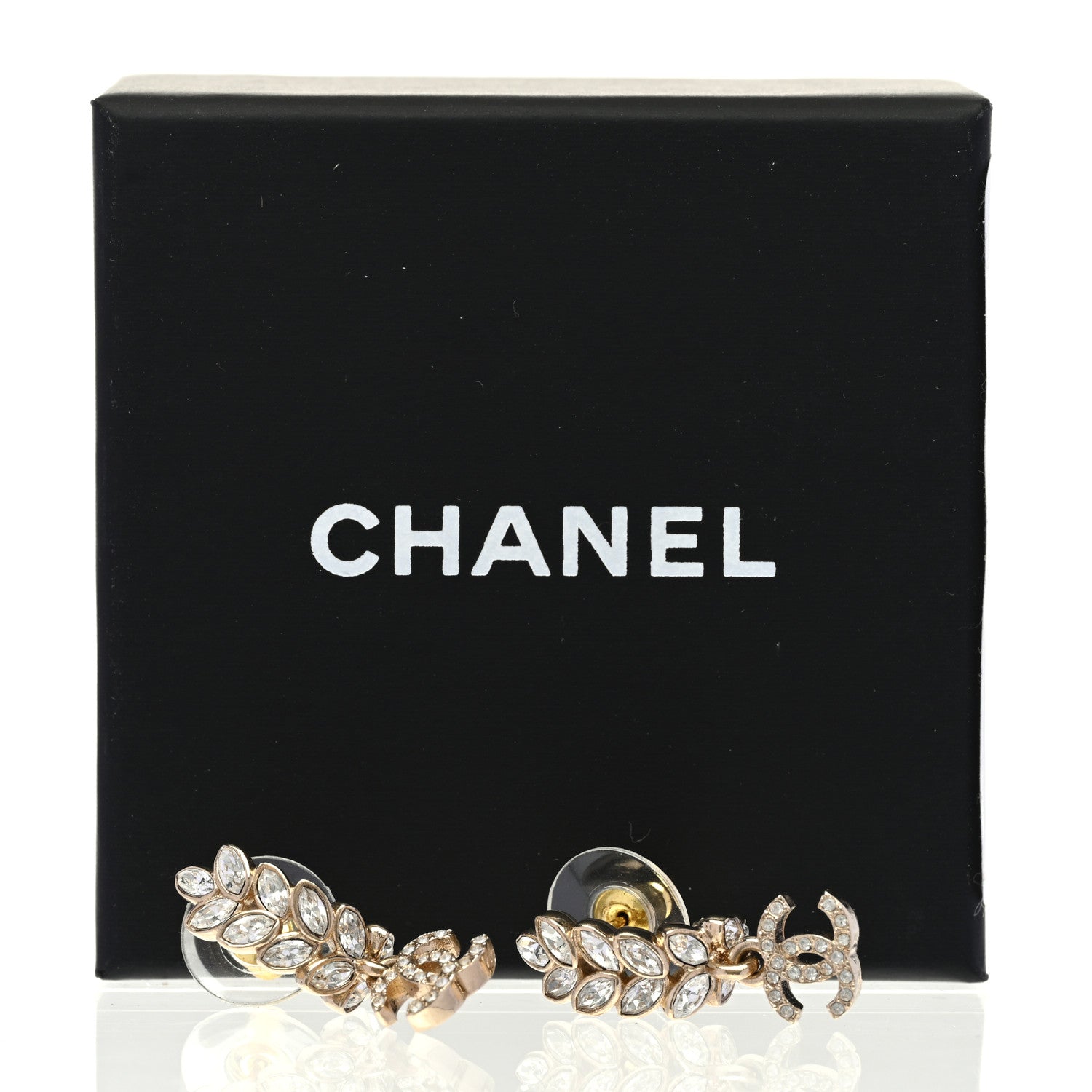 Chanel Crystal Sparkling Wheat CC Long Drop Earrings Gold 5 of 5