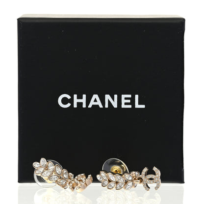 Chanel Crystal Sparkling Wheat CC Long Drop Earrings Gold 5 of 5