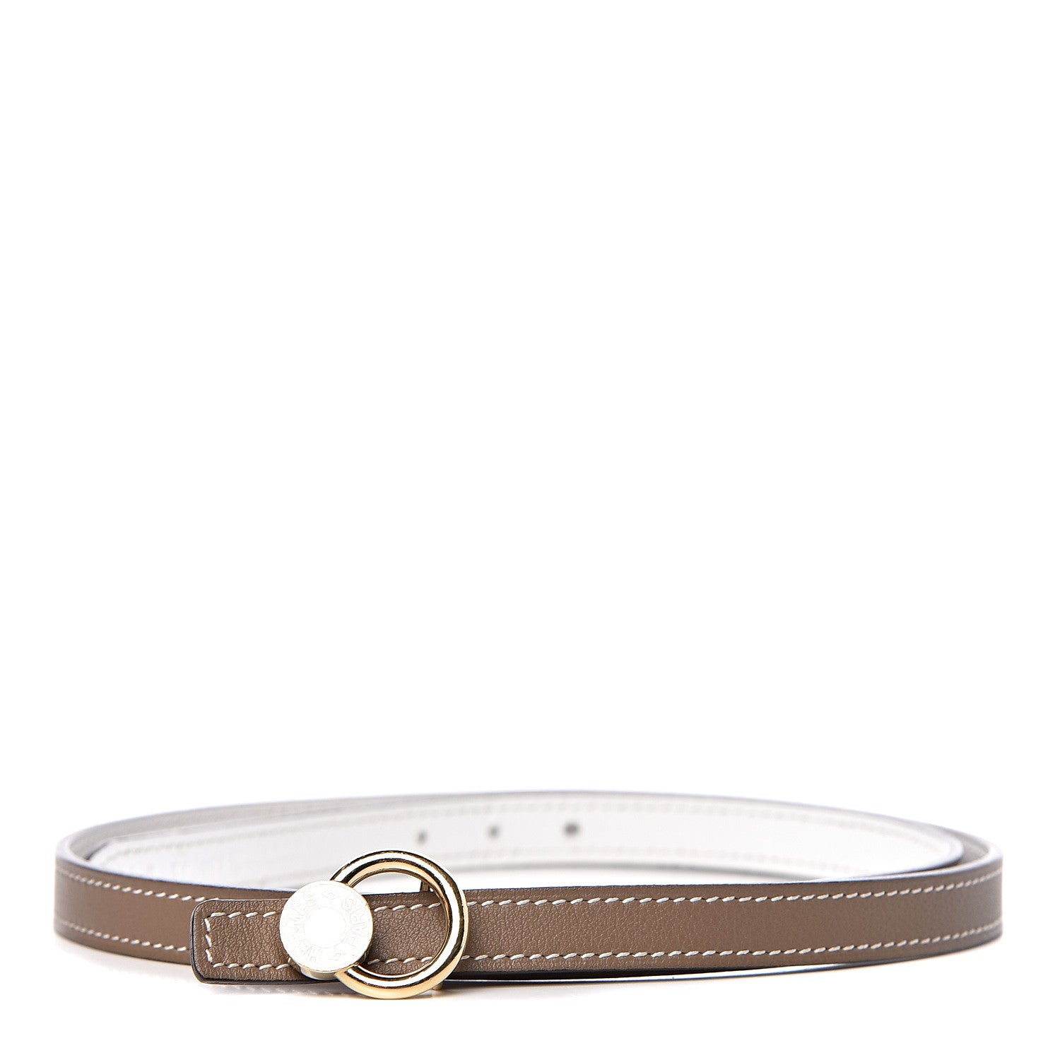 Hermes Swift Epsom 13mm Mini Laquee Reversible Belt 70 Etoupe White 1 of 7