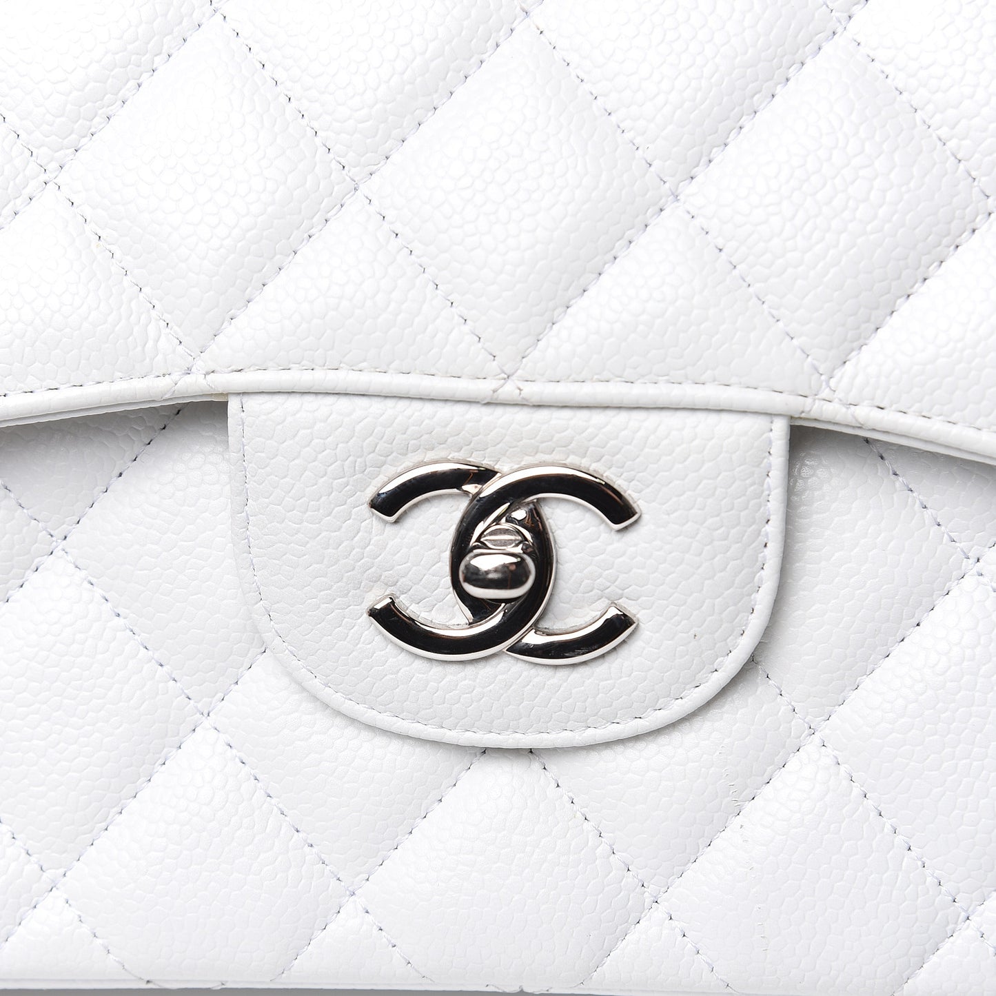 Caviar Quilted Jumbo Double Flap White