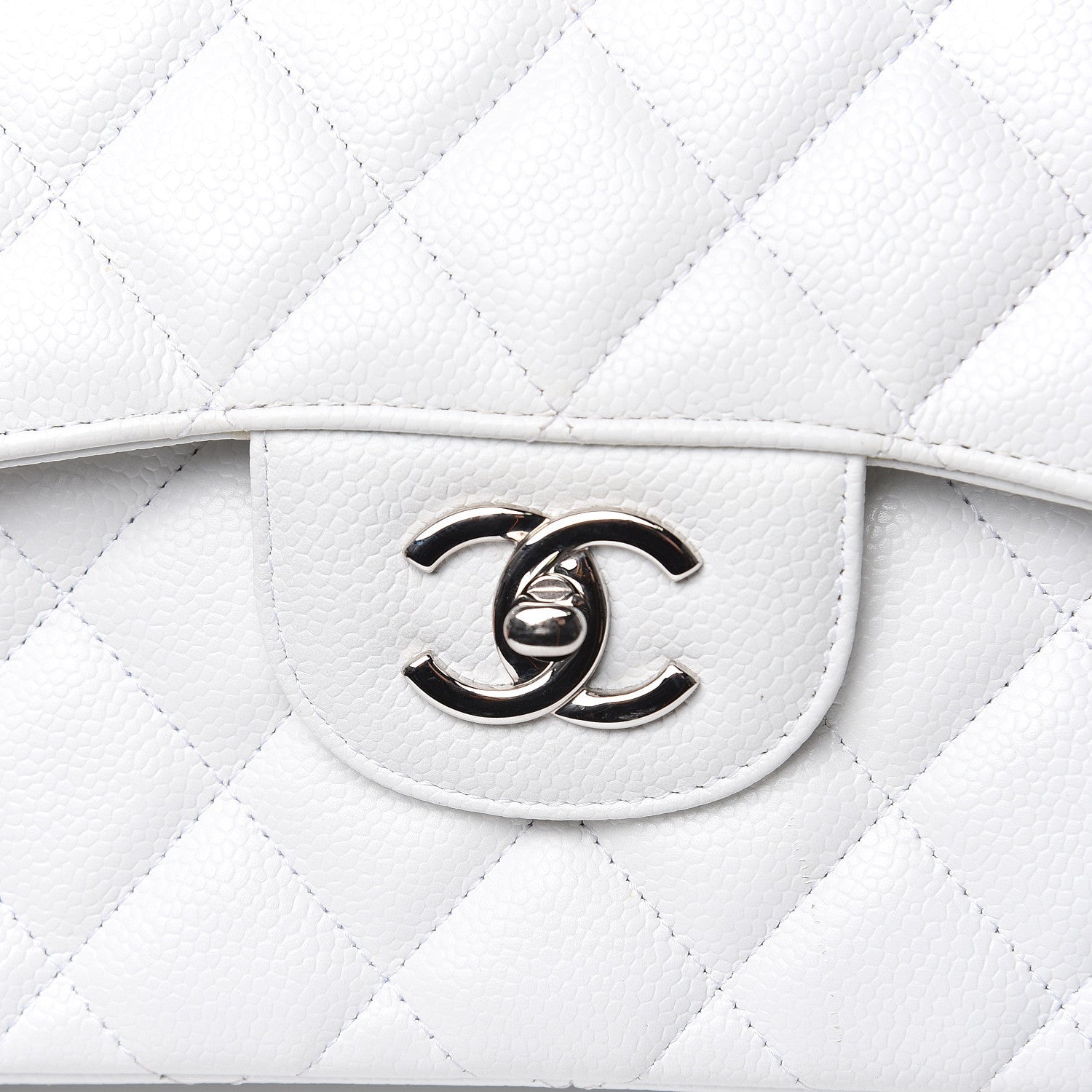 Chanel Caviar Quilted Jumbo Double Flap White 11 of 16