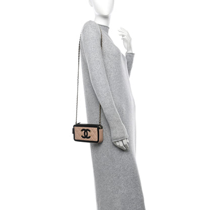 Chanel Caviar Quilted CC Filigree Clutch With Chain Beige Black 2 of 12