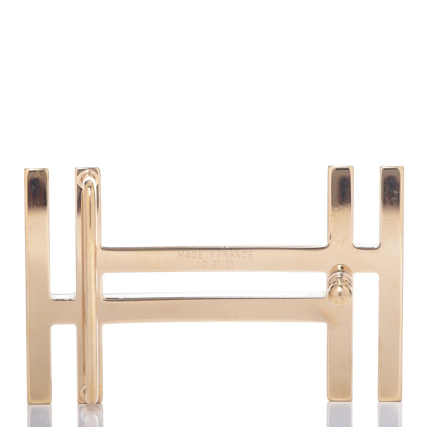 Brushed Polished Au Carre 32mm Double H Belt Buckle Gold