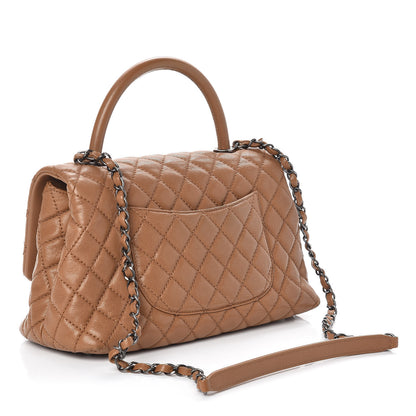 Chanel Caviar Quilted Small Coco Handle Flap Camel 3 of 9