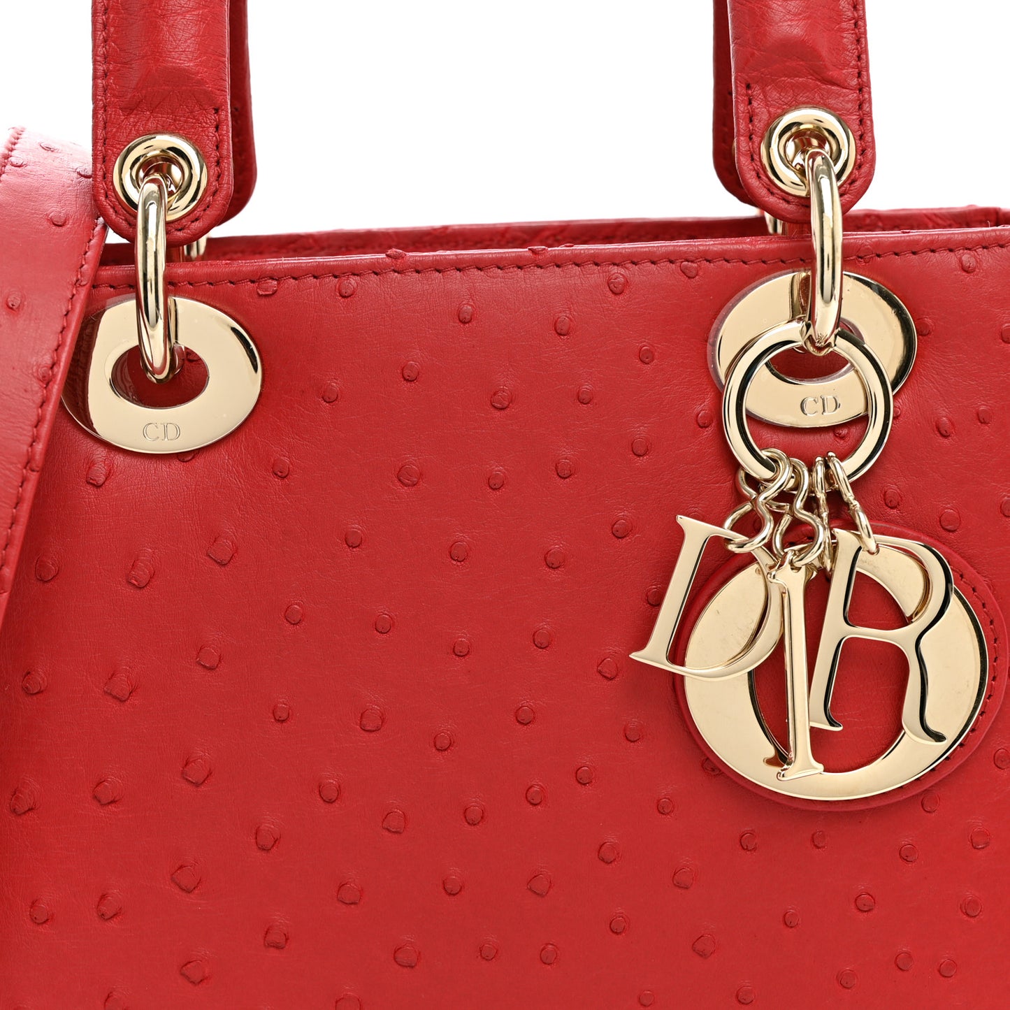 Ostrich Small Lady Dior Red