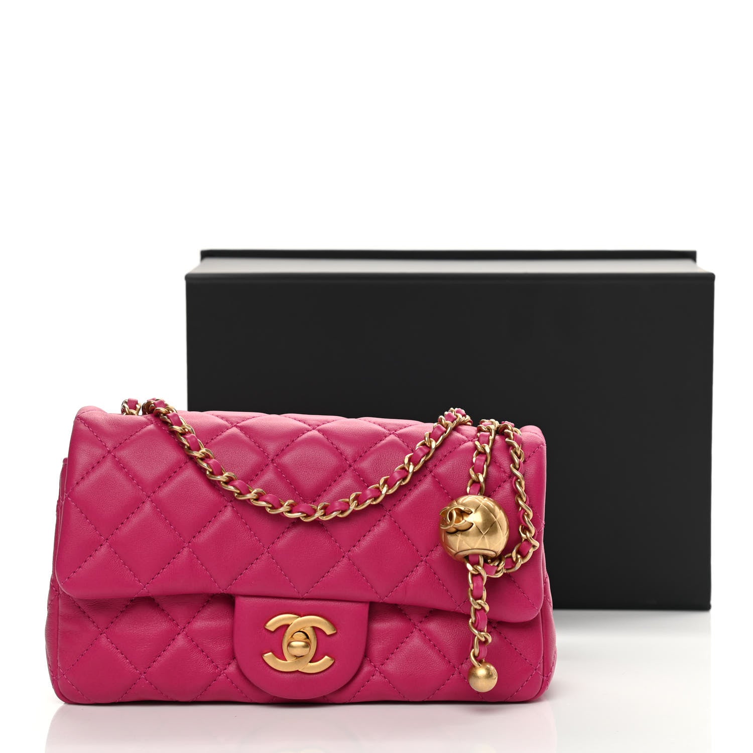 Chanel Lambskin Quilted Mini Rectangular Pearl Crush Flap Fuchsia 11 of 11