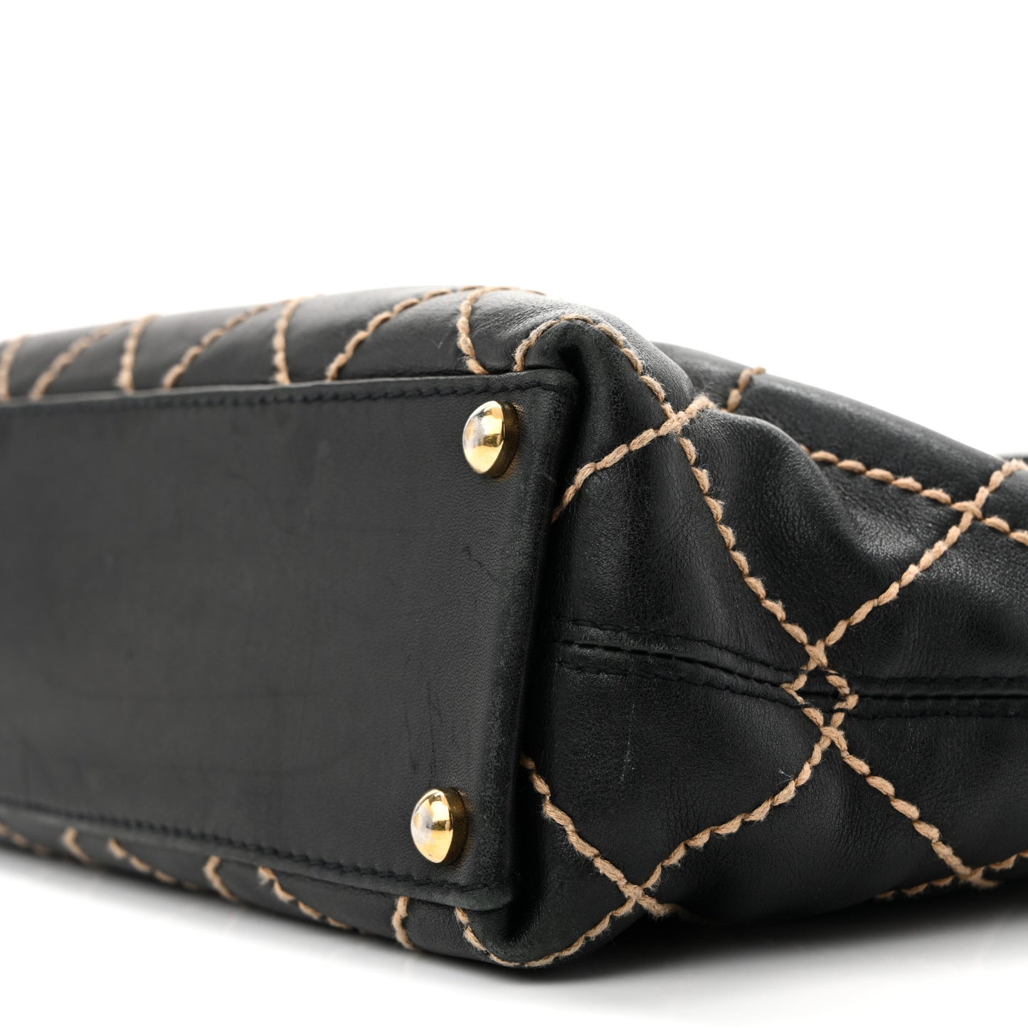 Calfskin Stitch Small Surpique Tote Black