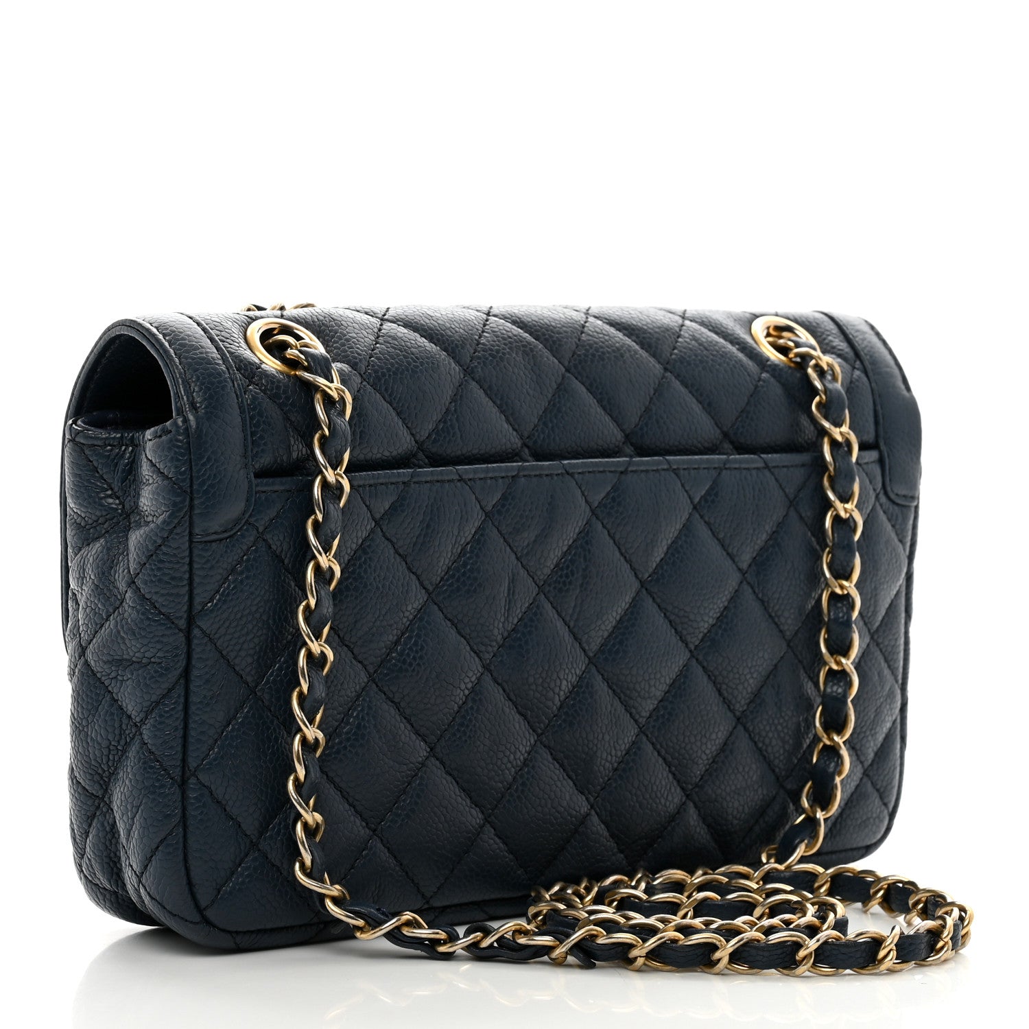 Chanel Crumpled Grained Calfskin Small Two Tone Flap Navy 3 of 10