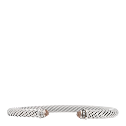 David Yurman Sterling Silver Diamond Morganite 5mm Cable Classics Bracelet 1 of 3