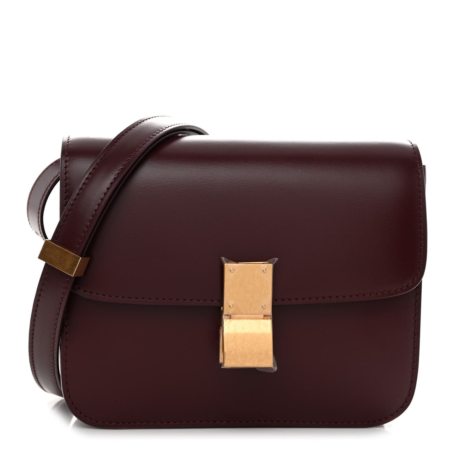 Box Calfskin Teen Classic Box Flap Bag Burgundy