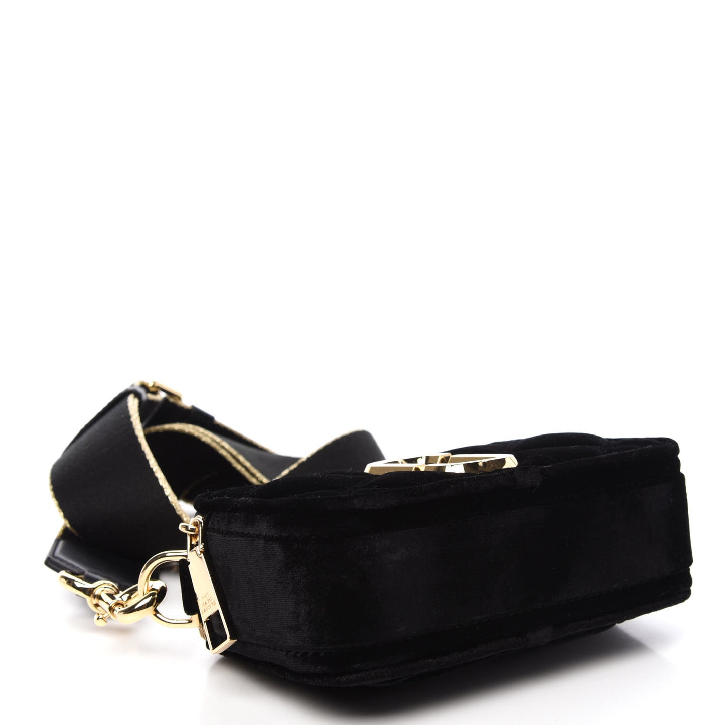 Velvet Quilted Jewel Top Handle Snapshot Crossbody Bag Black