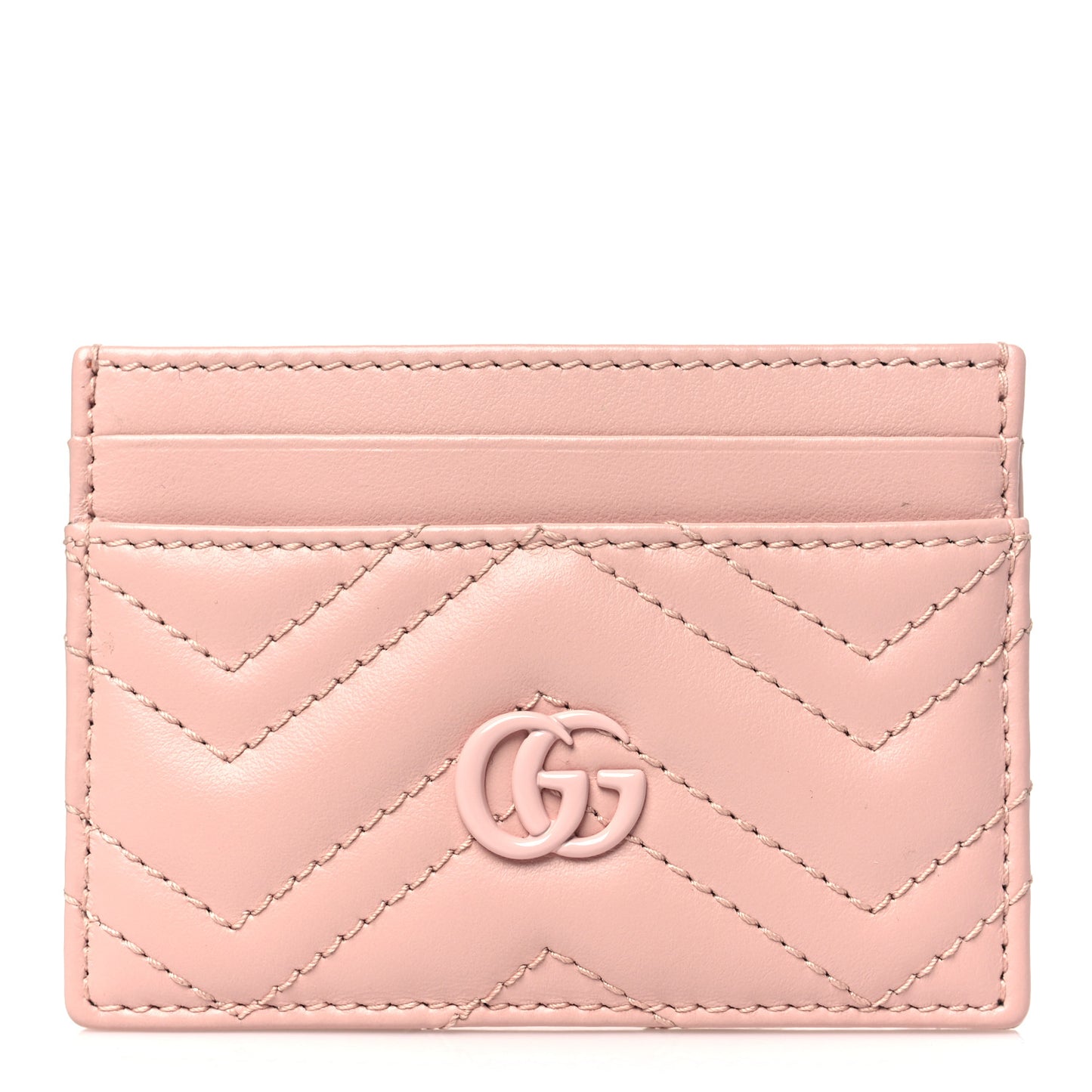 Calfskin Matelasse Monochrome GG Marmont Card Holder Perfect Pink