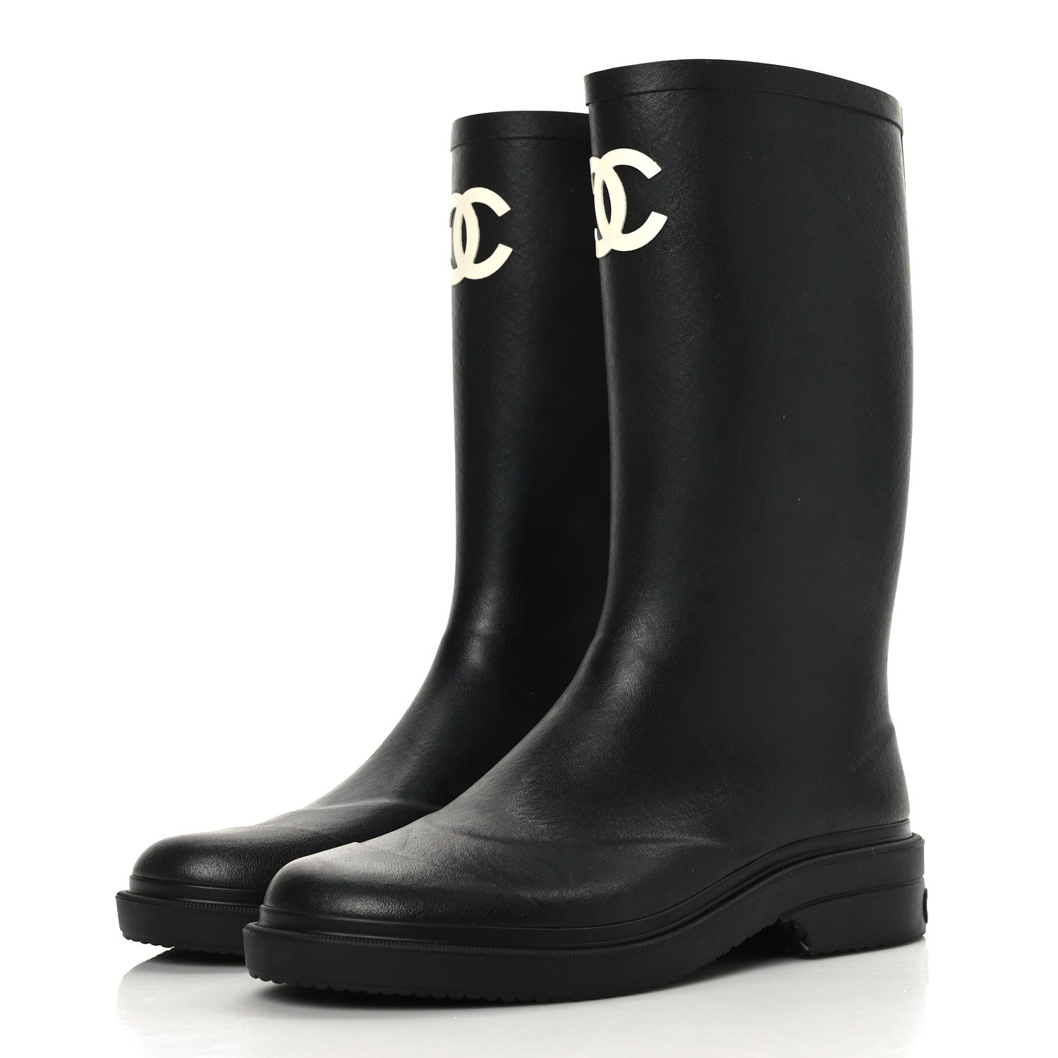 Chanel Caoutchouk CC High Boots 40 Black 3 of 8