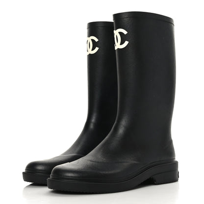 Chanel Caoutchouk CC High Boots 40 Black 3 of 8