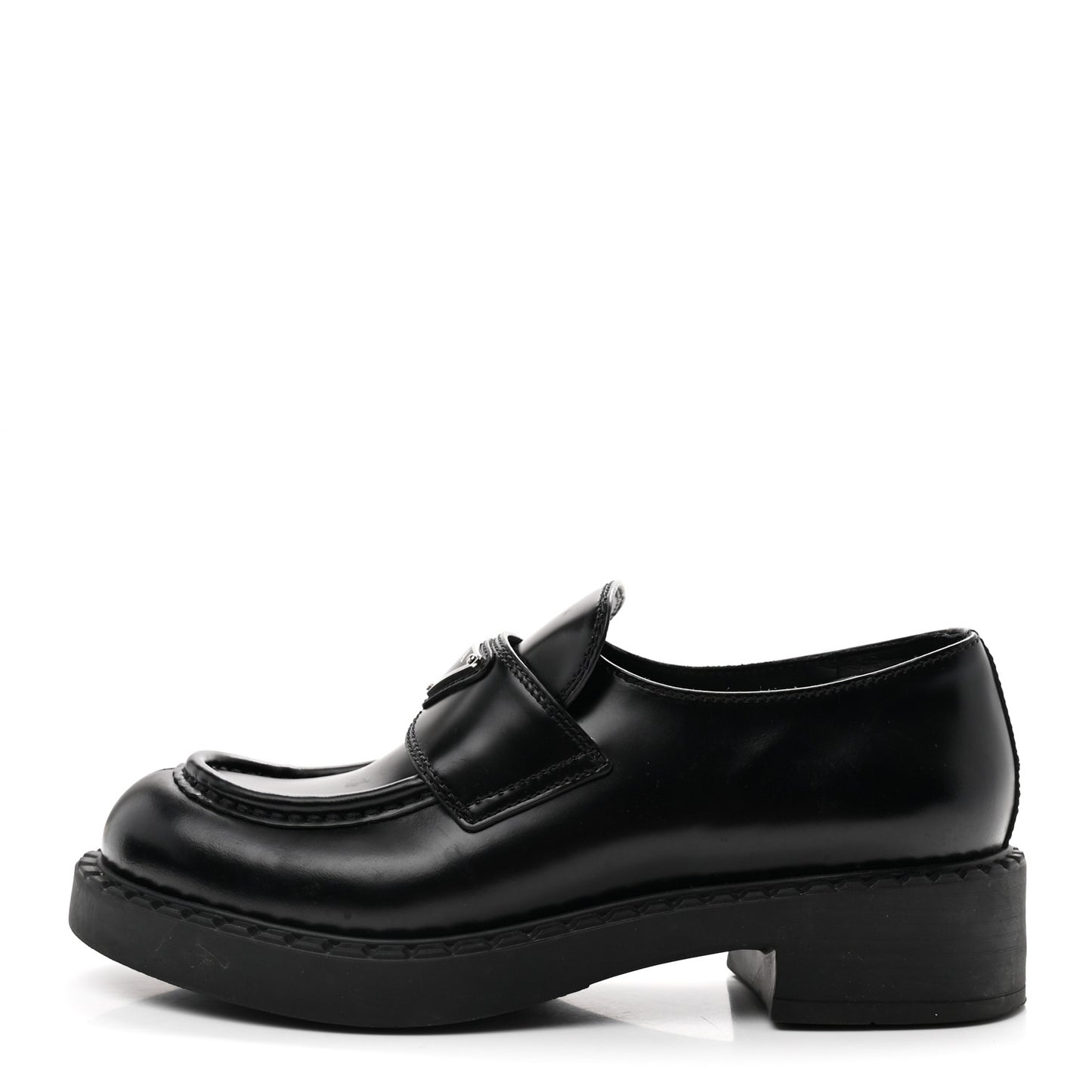 Spazzolato Metal Triangle Logo 50mm Loafers 36.5 Black