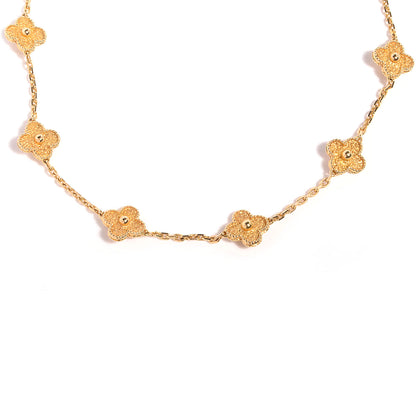 Van Cleef & Arpels 18K Yellow Gold 10 Motifs Vintage Alhambra Necklace 3 of 7