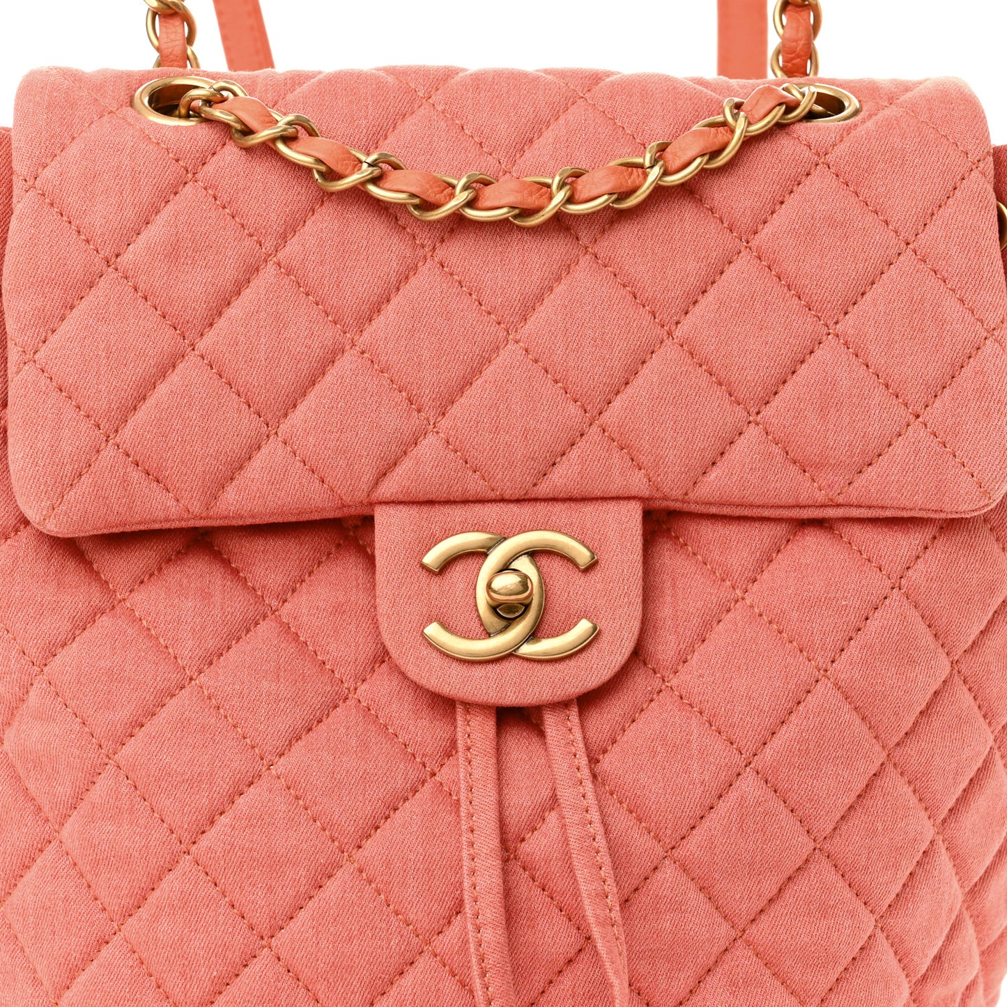 Washed Denim Quilted Small Urban Spirit Backpack Orange