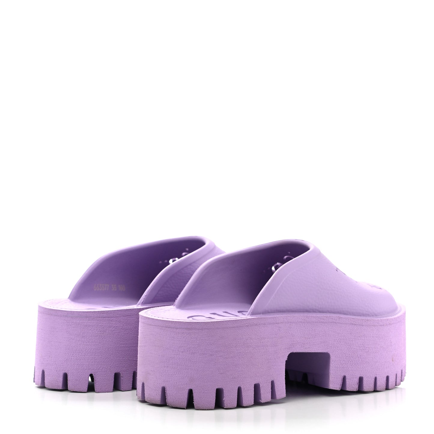 Rubber GG Monogram Perforated Elea Platform 55mm Lug Sole Sandals 35 Lapis