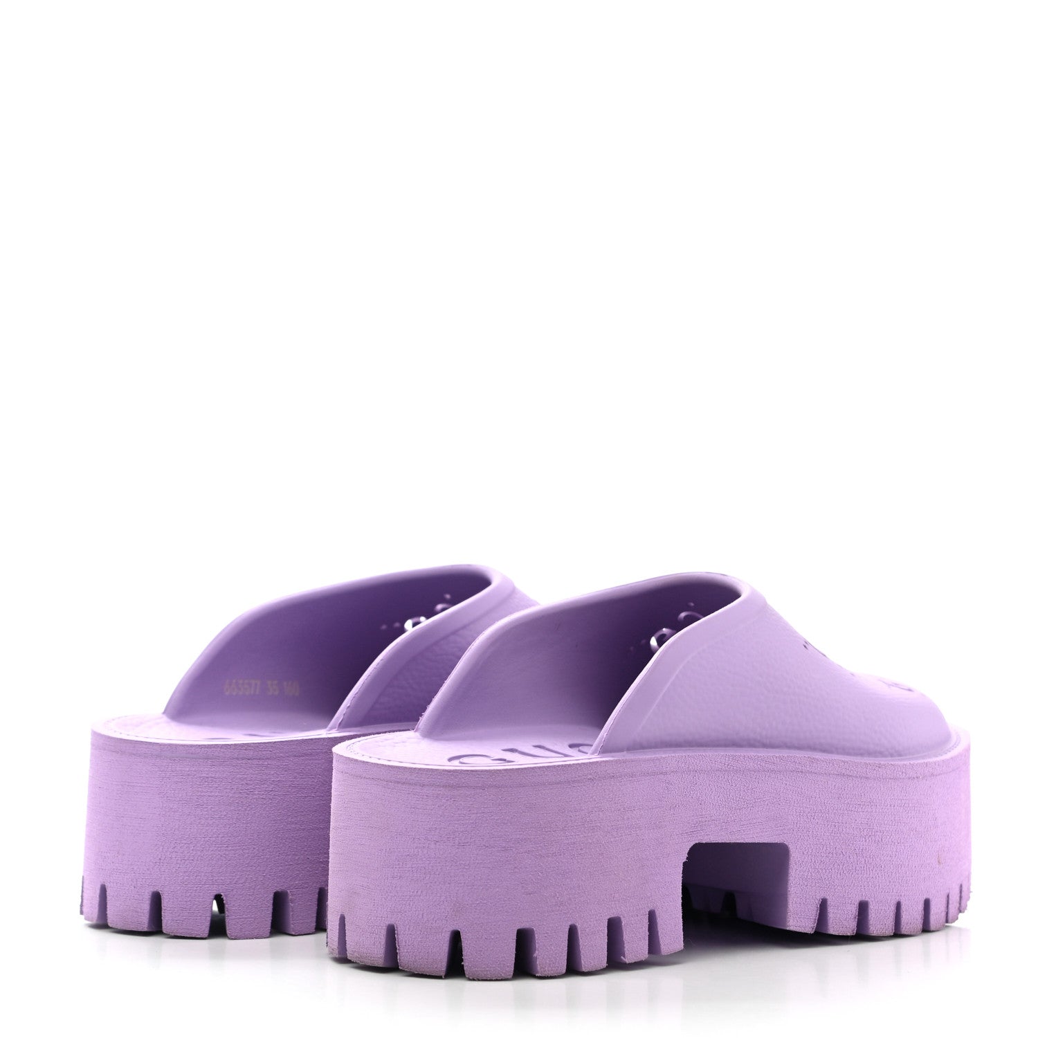 Gucci Rubber GG Monogram Perforated Elea Platform 55mm Lug Sole Sandals 35 Lapis 4 of 9