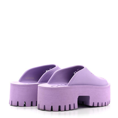Gucci Rubber GG Monogram Perforated Elea Platform 55mm Lug Sole Sandals 35 Lapis 4 of 9