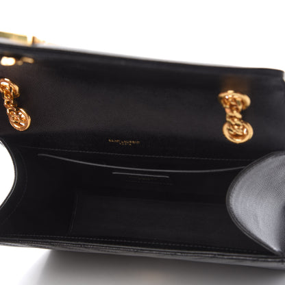 Saint Laurent Grain De Poudre Matelasse Chevron Medium Monogram Satchel Black 5 of 9