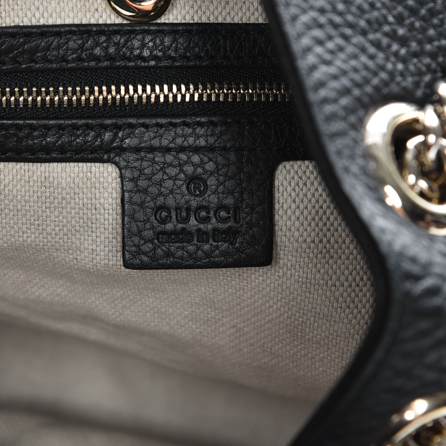 Pebbled Calfskin Medium Soho Chain Shoulder Bag Black