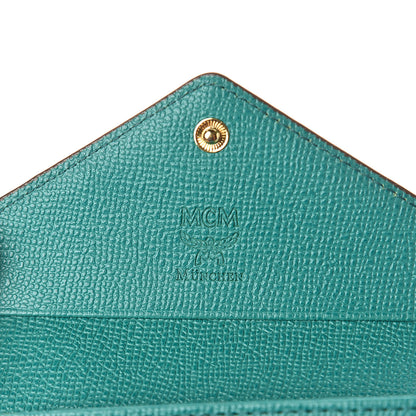 MCM Visetos Tri-Fold Love Letter Flap Wallet Beige Oasis Green 5 of 5