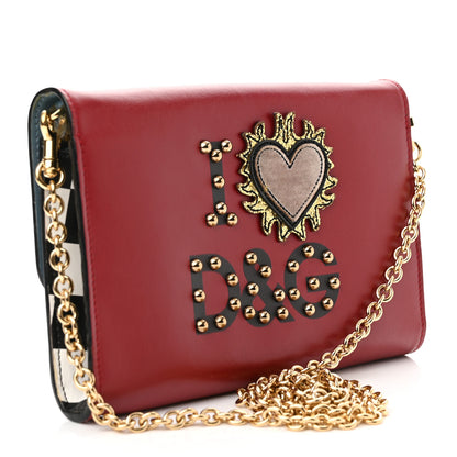 Dolce & Gabbana Calfskin Studded Wallet On Chain Red 3 of 12