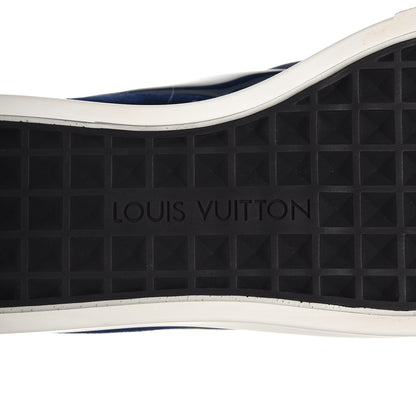 Louis Vuitton Printed Denim Patent Suede Catwalk Slip On Sneakers 37 Blue 7 of 9