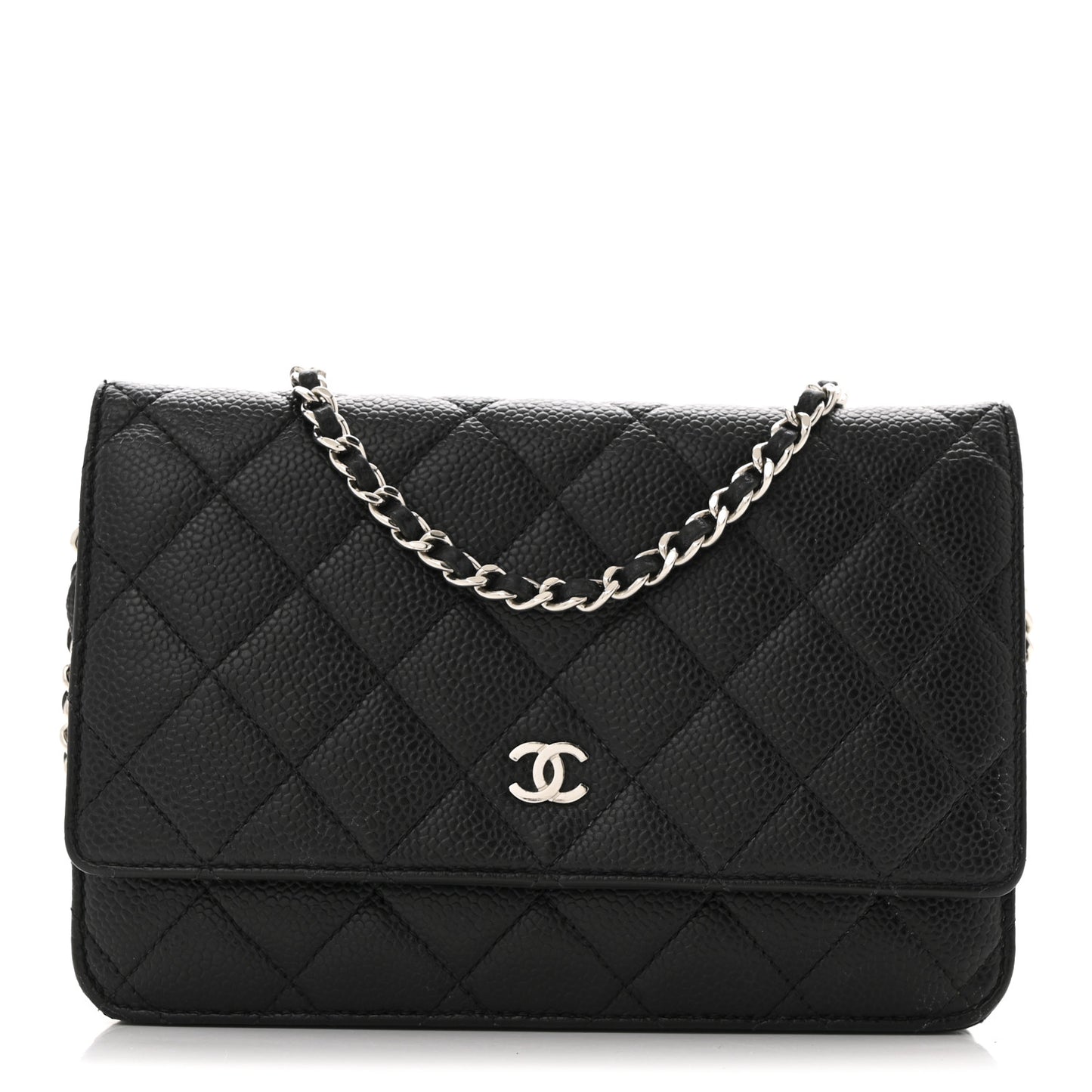 Caviar Quilted Wallet on Chain WOC Black