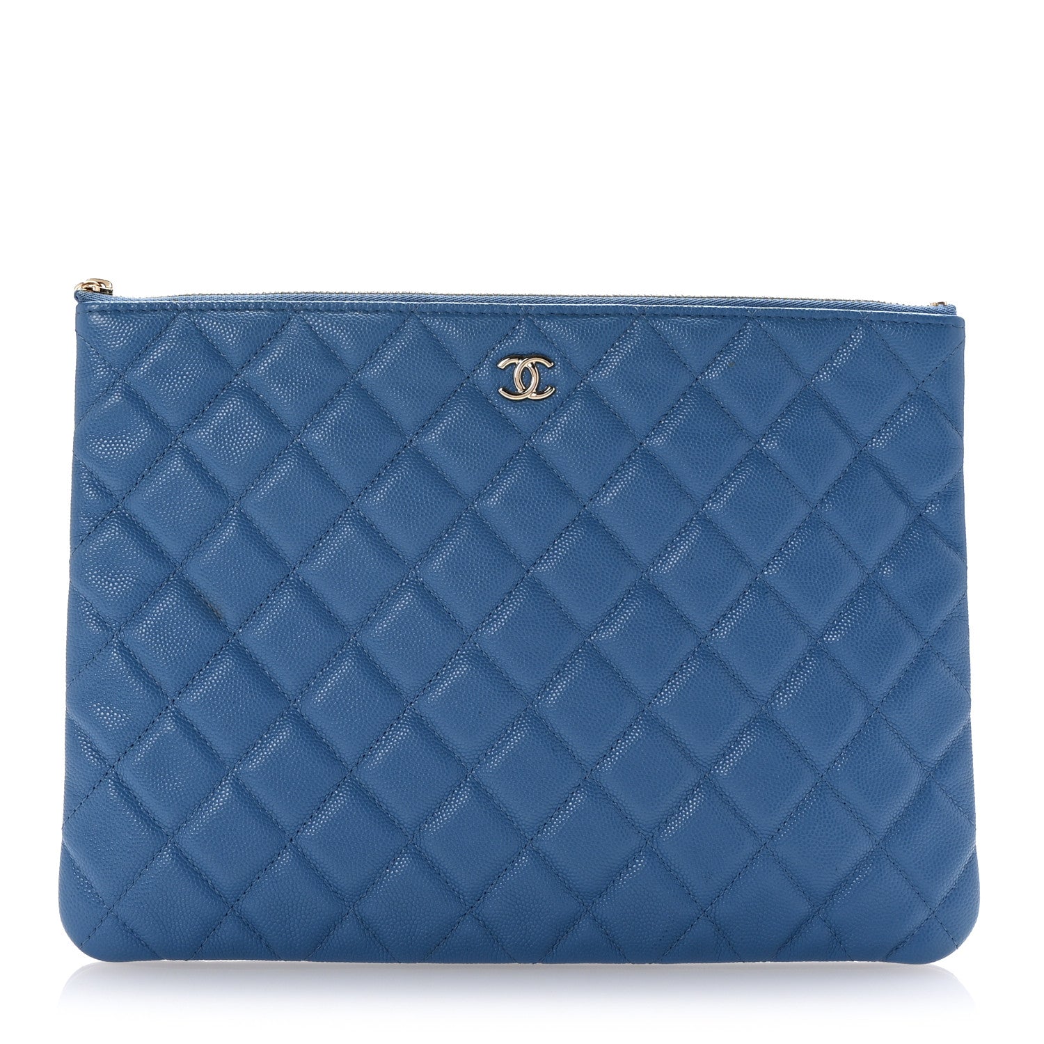 Chanel Caviar Quilted Medium Cosmetic Case Blue 1 of 7