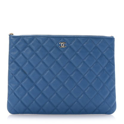 Chanel Caviar Quilted Medium Cosmetic Case Blue 1 of 7