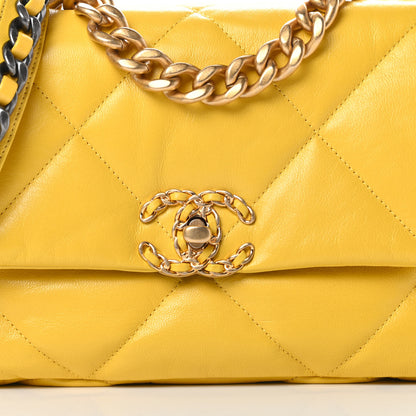 Chanel Lambskin Quilted Medium Chanel 19 Flap Yellow 8 of 12
