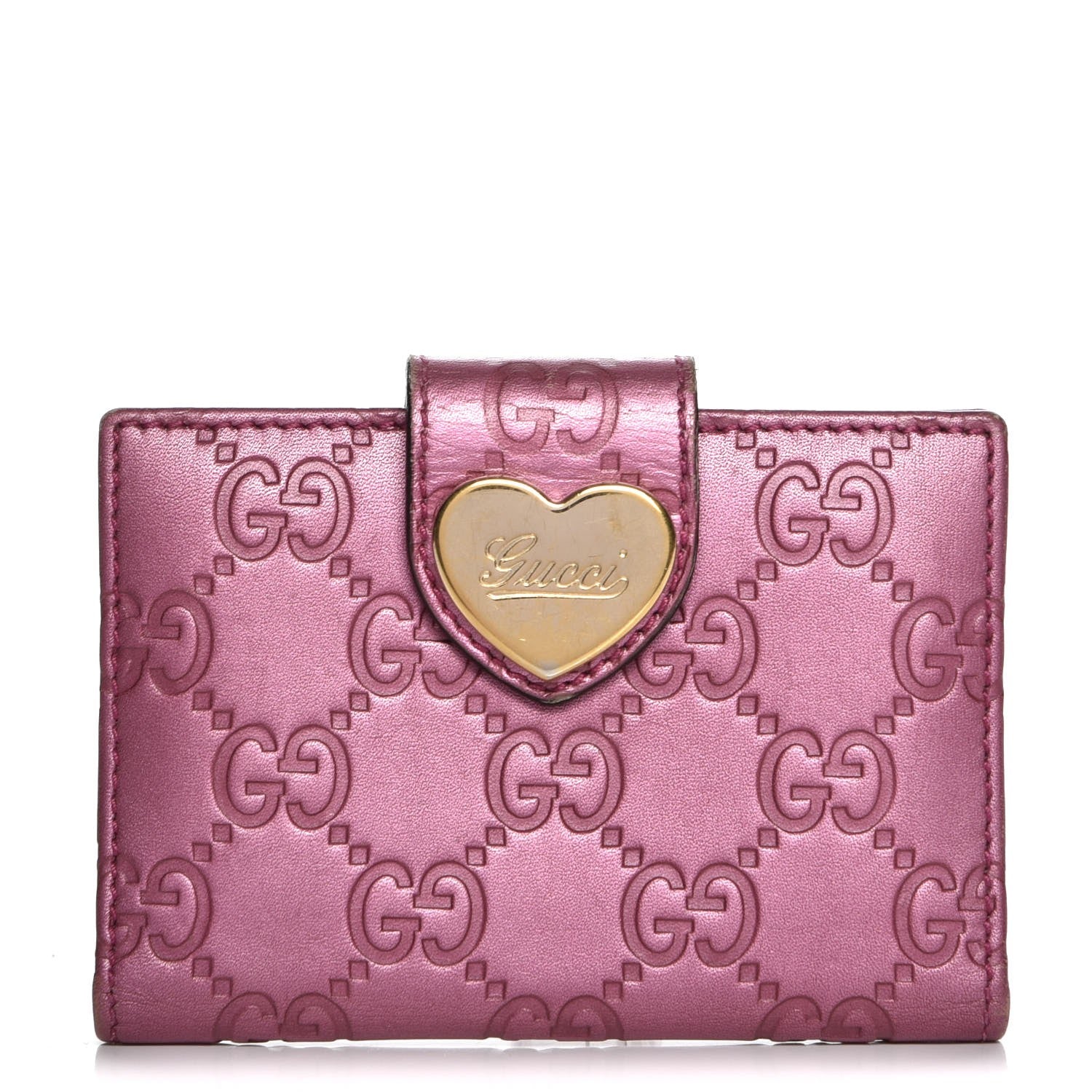 Gucci Metallic Soft Guccissima Heart Travel Wallet Fresia Rose 1 of 11