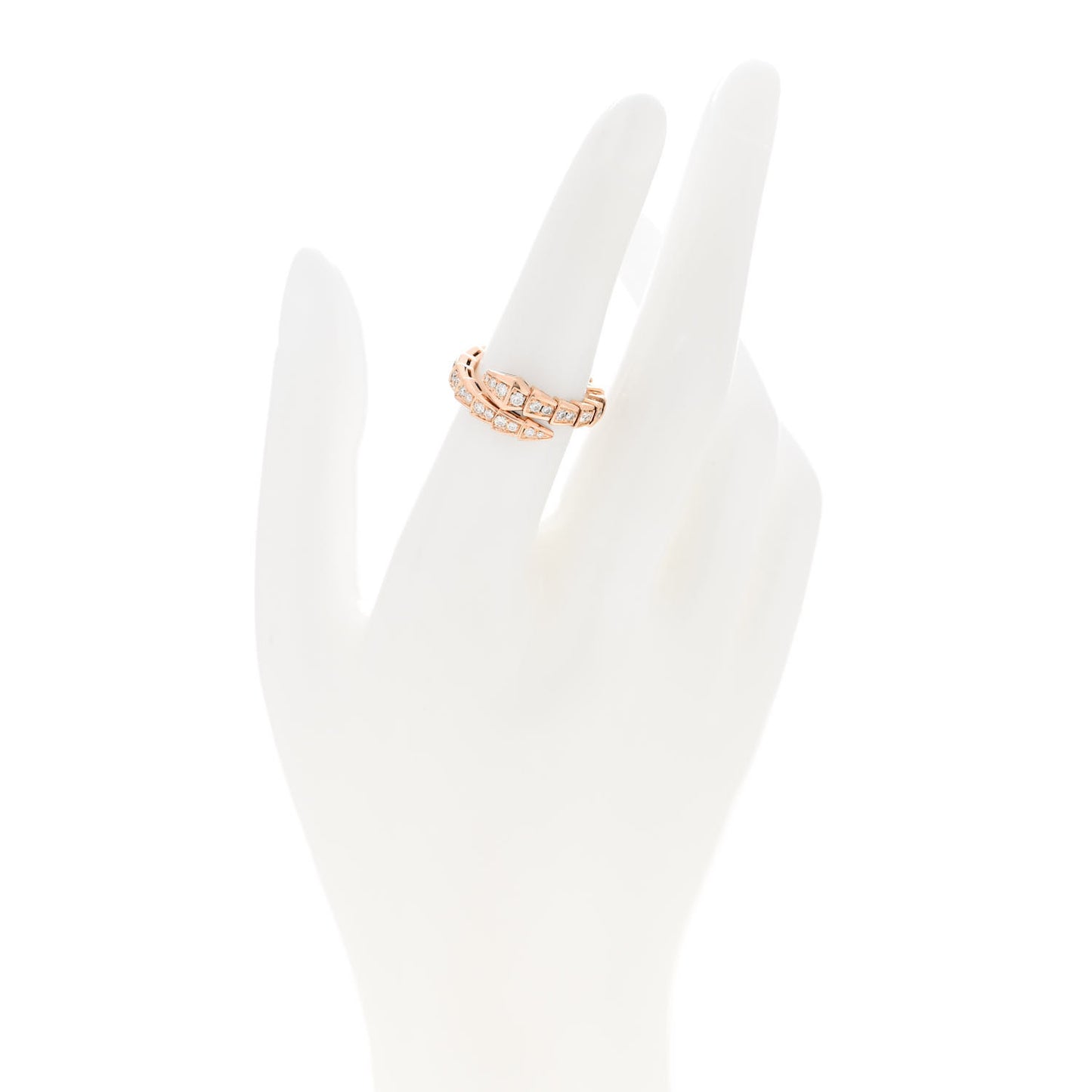 18K Rose Gold Diamond Serpenti Viper Pave Ring M