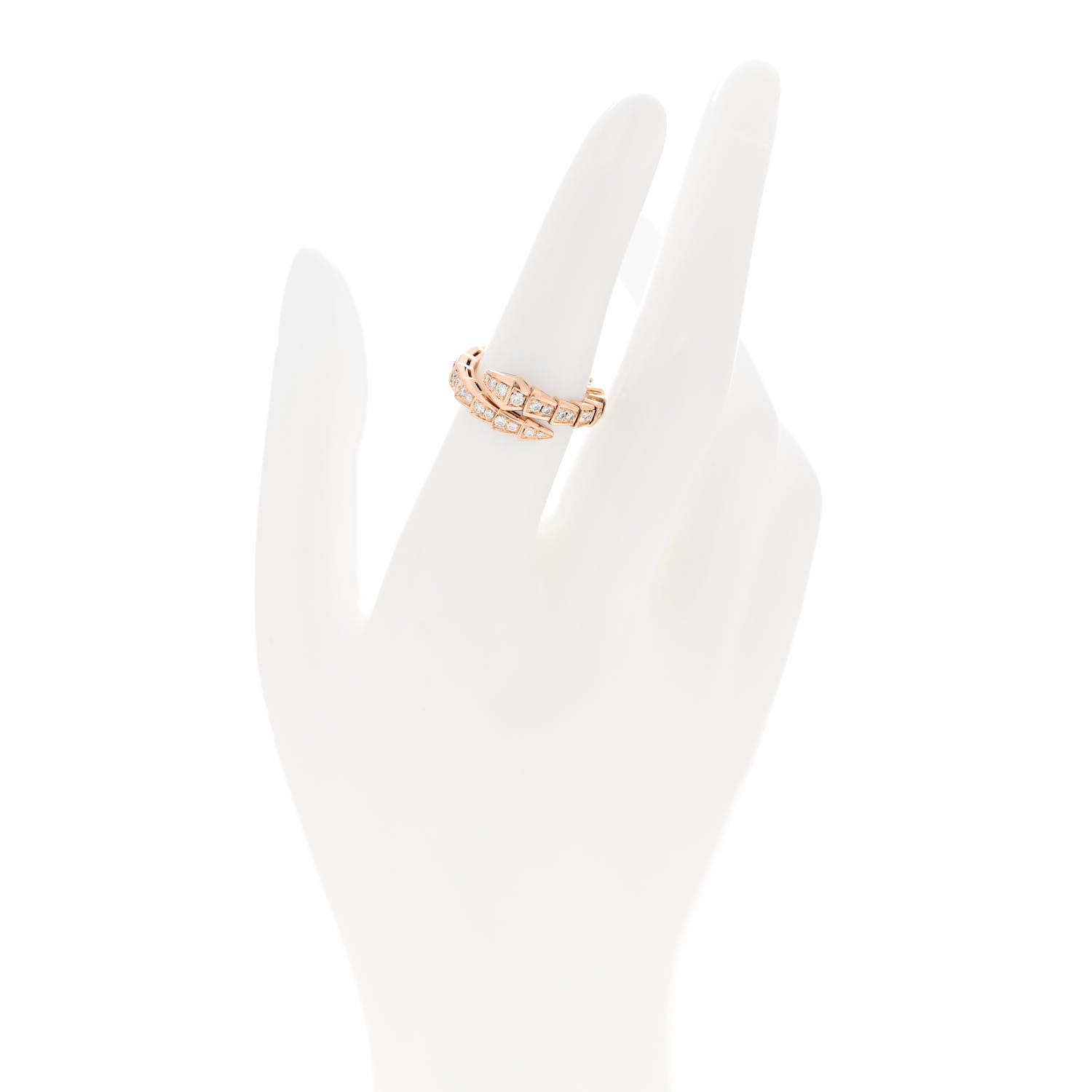 Bulgari 18K Rose Gold Diamond Serpenti Viper Pave Ring M 2 of 4
