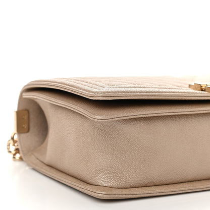 Chanel Caviar Chevron Quilted New Medium Boy Flap Light Beige 8 of 9