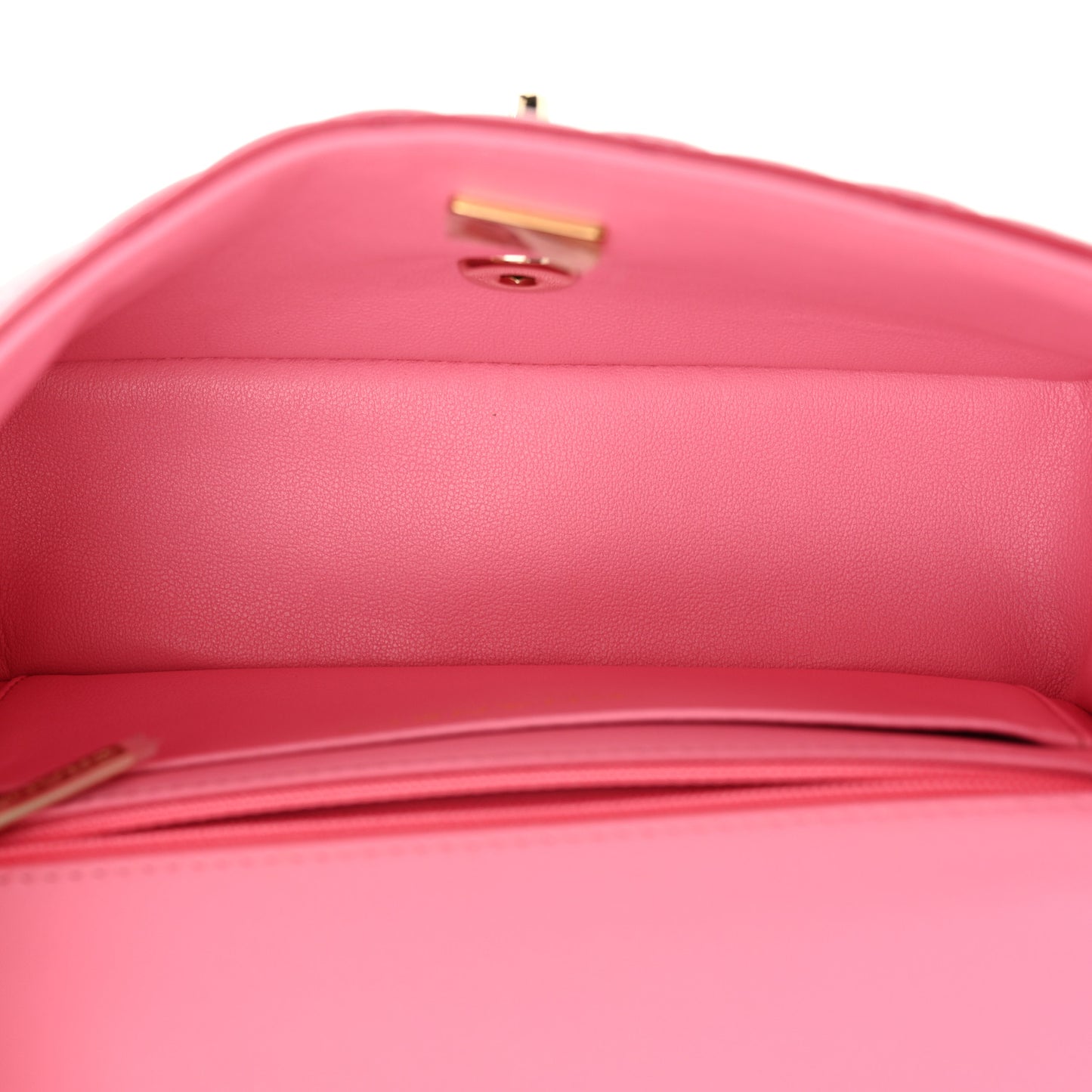 Lambskin Quilted Bi-Color Mini Top Handle Rectangular Flap Rose