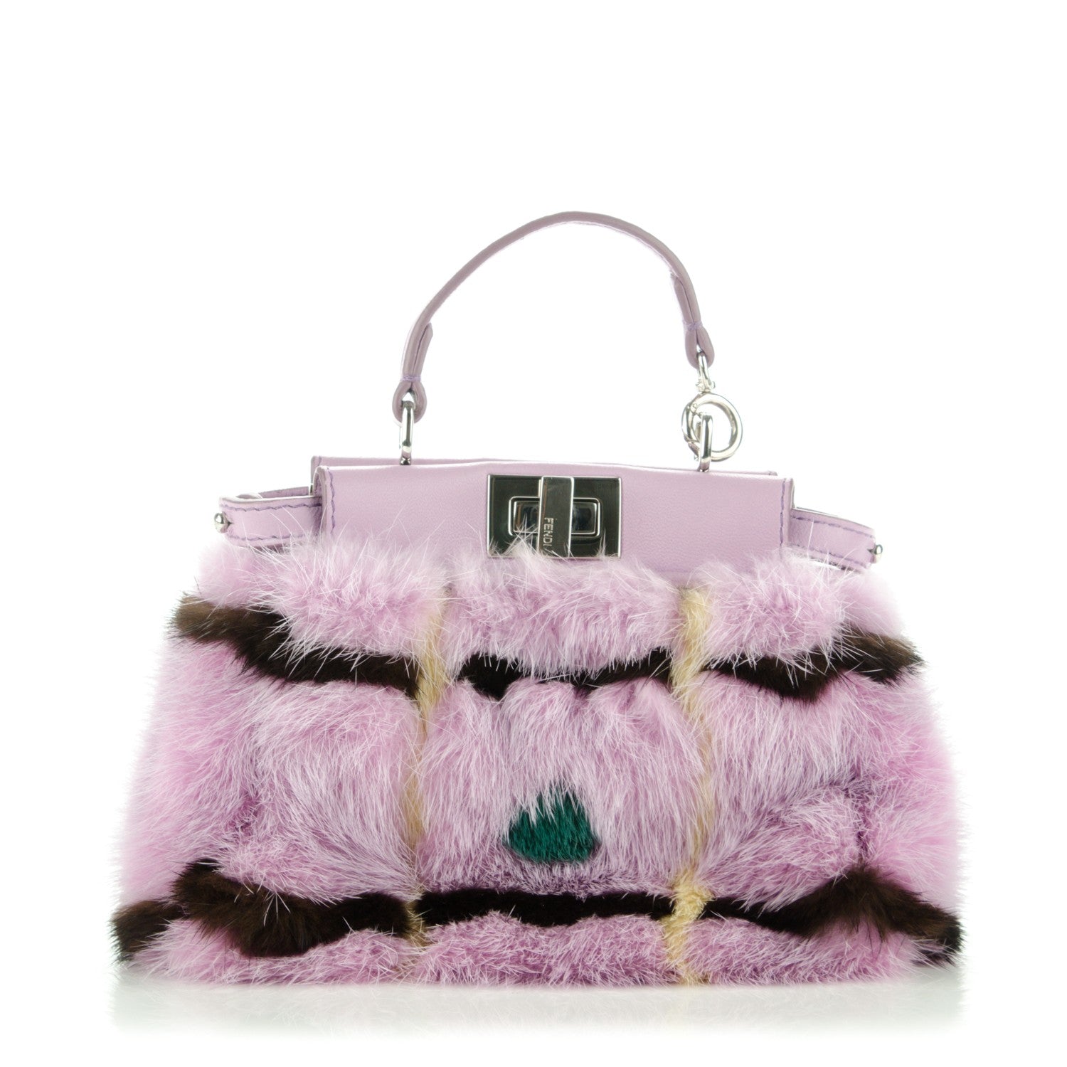 Fendi Mink Fur Shiny Nappa Chess Print Micro Peekaboo Iconic Satchel Lavanda Multicolor 1 of 6