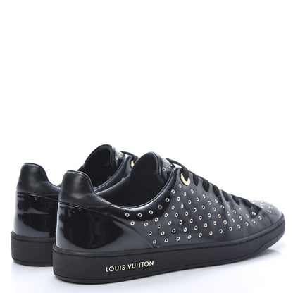 Louis Vuitton Patent Calfskin Studded Frontrow Sneakers 38 Black 4 of 9