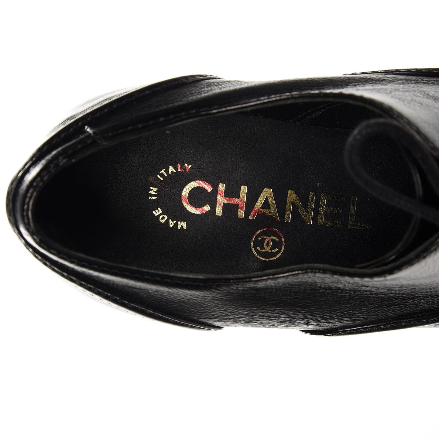 Crumpled Calfskin Lace Up Platform Oxford 35 Black