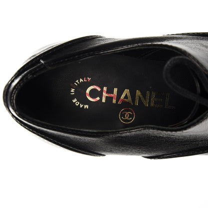Chanel Crumpled Calfskin Lace Up Platform Oxford 35 Black 7 of 9