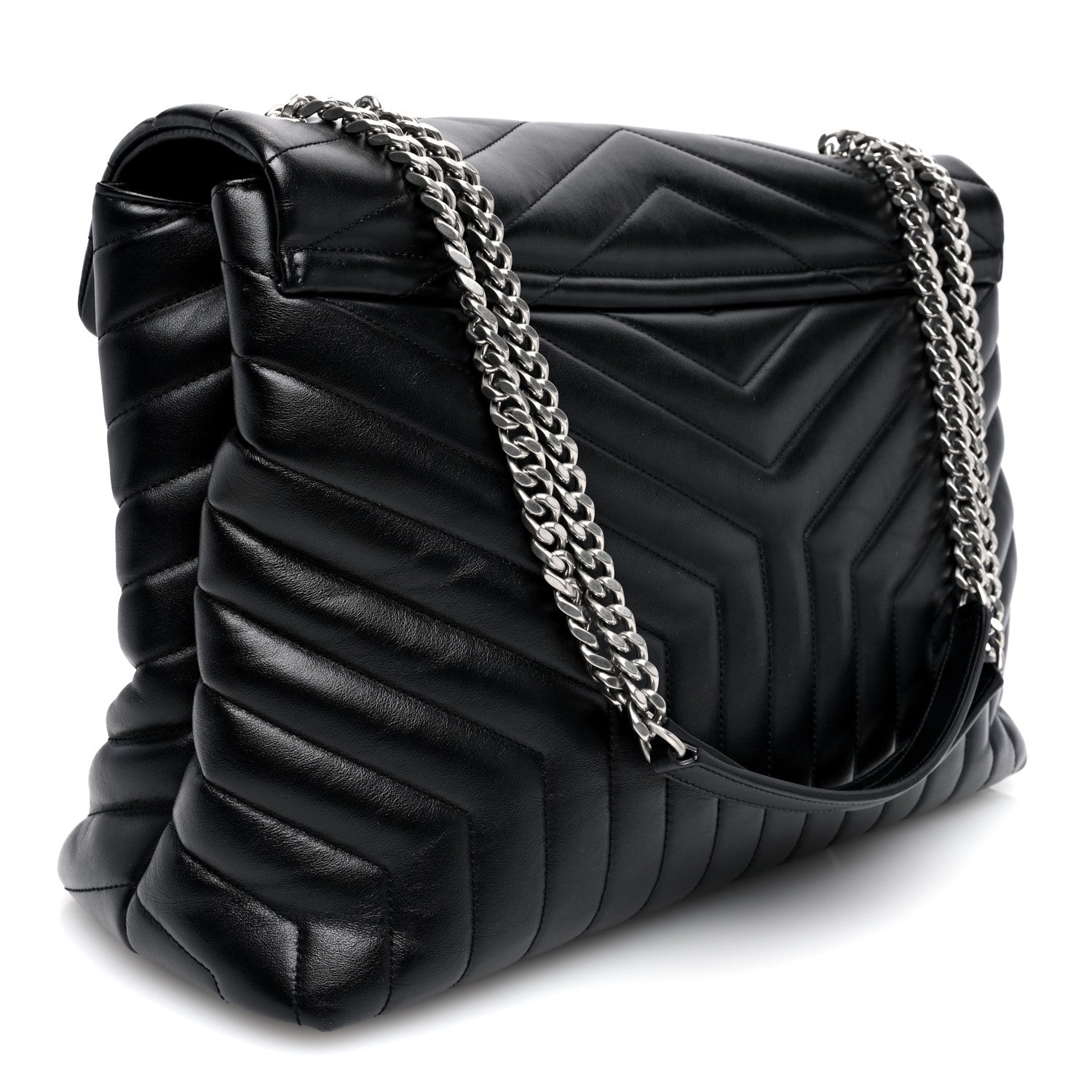 Saint Laurent Calfskin Y Quilted Monogram Large Loulou Chain Satchel Black 3 of 10