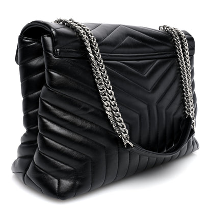 Saint Laurent Calfskin Y Quilted Monogram Large Loulou Chain Satchel Black 3 of 10