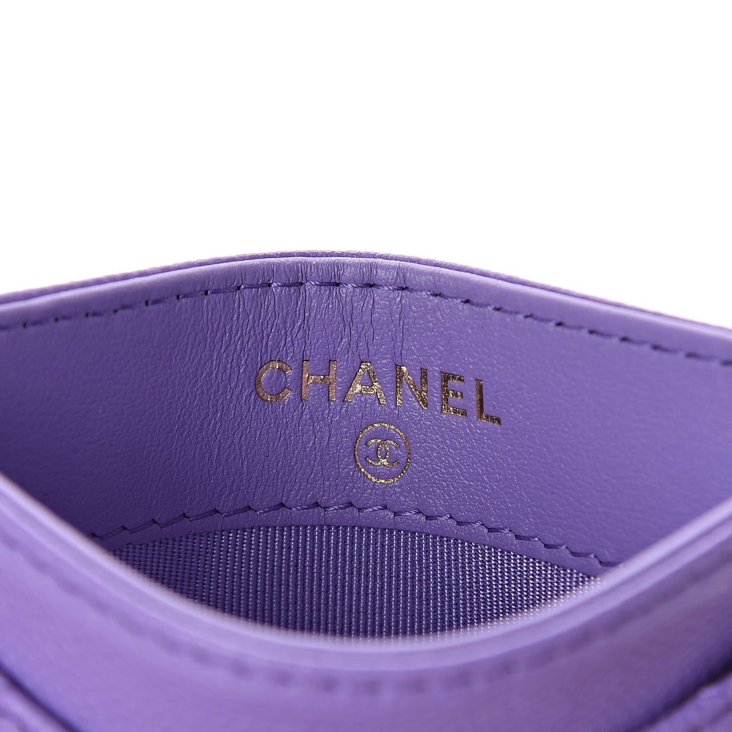 Caviar Quilted Card Holder Purple