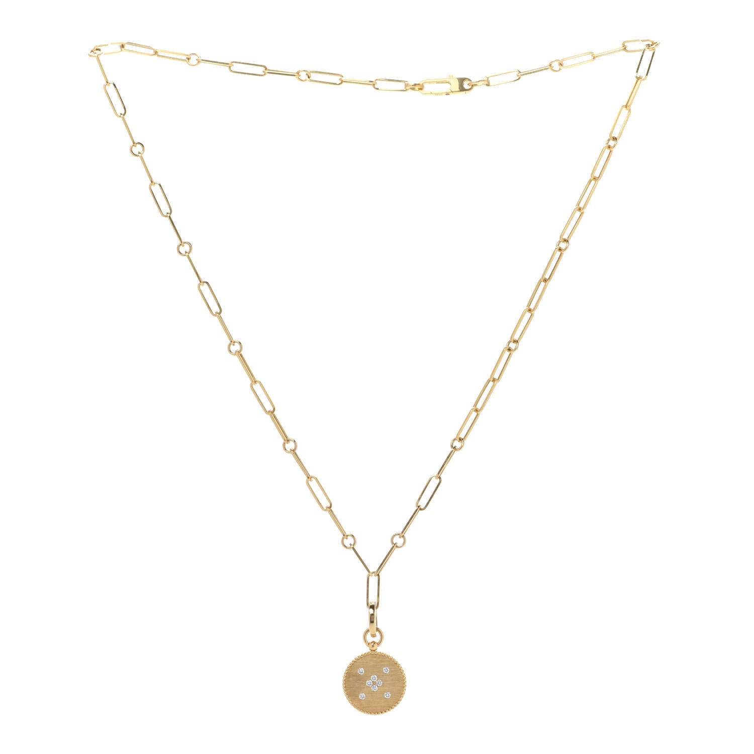 Roberto Coin 18K Yellow Gold Diamond Venetian Princess Small Medallion Pendant Necklace 4 of 6