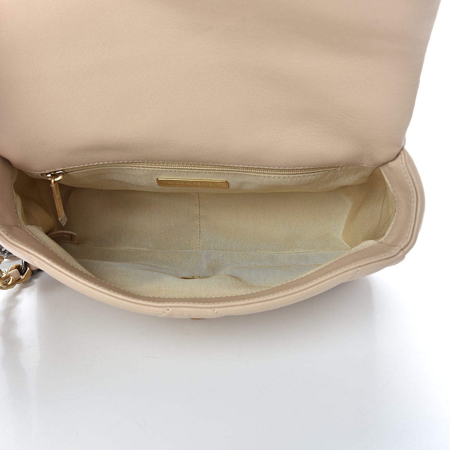 Lambskin Quilted Medium 19 Flap Light Beige