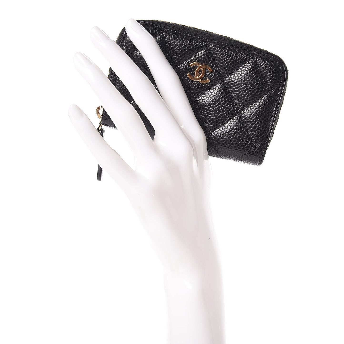 Caviar Quilted Zip Coin Purse Black