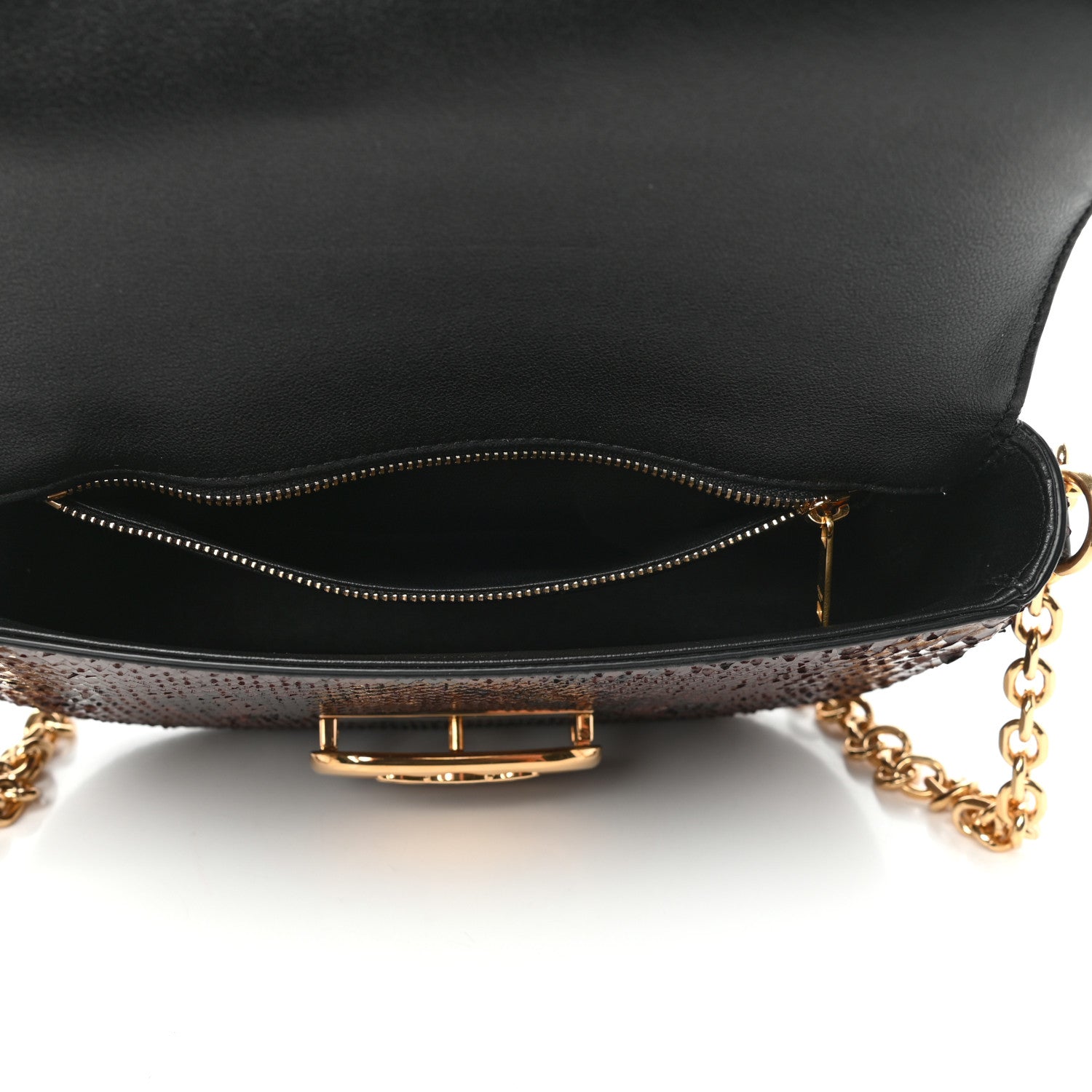 Celine Snakeskin Medium Chain Maillon Triomphe Brown 5 of 8