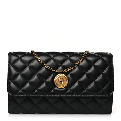 Versace Lambskin Quilted Medusa Wallet on Chain Crossbody Black 1 of 8